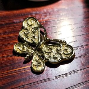 Vintage Gerry's Gold Tone Butterfly Brooch Filigree Pin